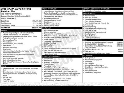 2026 Mazda Mazda CX-90 3.3 Turbo Premium Plus AWD