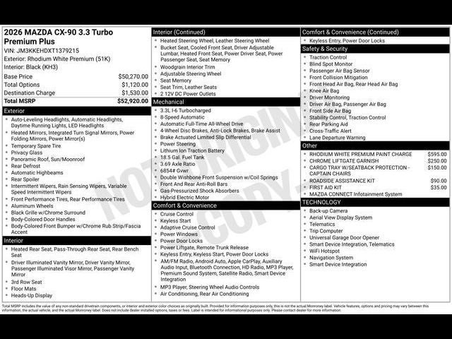 2026 Mazda Mazda CX-90 3.3 Turbo Premium Plus AWD