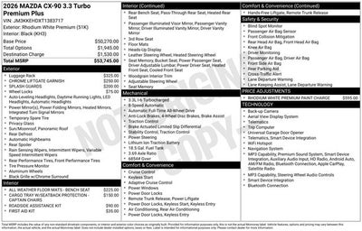 2026 Mazda Mazda CX-90 3.3 Turbo Premium Plus AWD