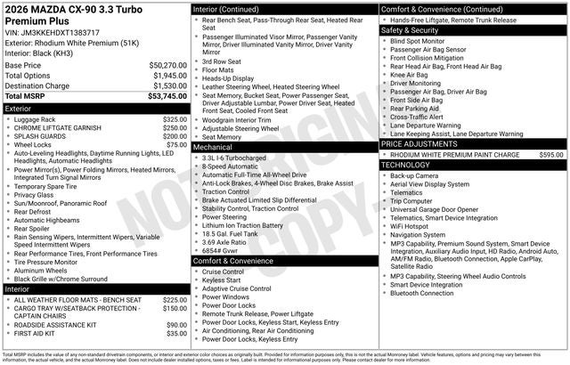 2026 Mazda Mazda CX-90 3.3 Turbo Premium Plus AWD