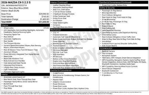 2026 Mazda Mazda CX-5 2.5 S