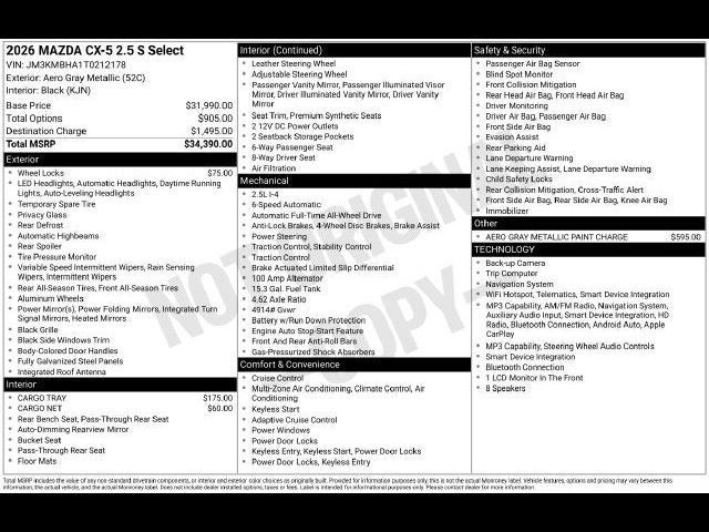 2026 Mazda Mazda CX-5 2.5 S Select AWD