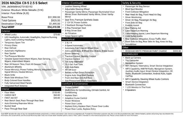 2026 Mazda Mazda CX-5 2.5 S Select AWD