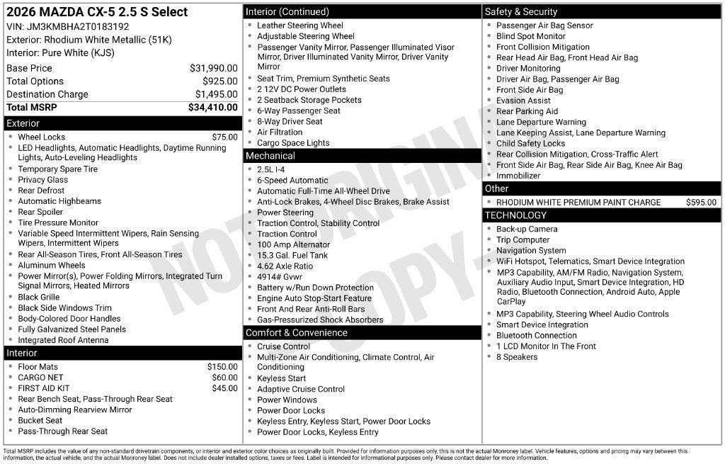 2026 Mazda Mazda CX-5 2.5 S Select AWD
