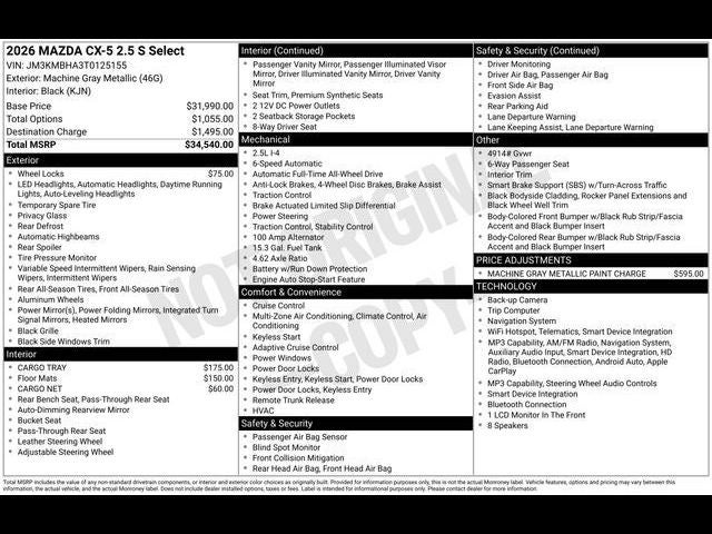 2026 Mazda Mazda CX-5 2.5 S Select AWD