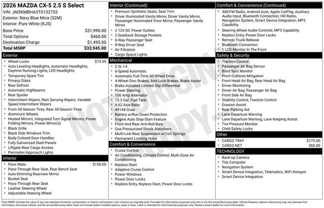 2026 Mazda Mazda CX-5 2.5 S Select AWD