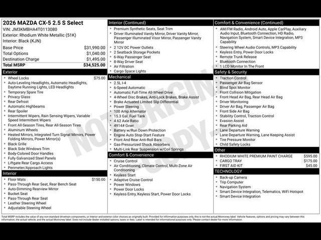 2026 Mazda Mazda CX-5 2.5 S Select AWD