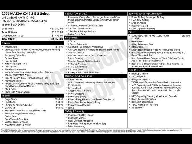 2026 Mazda Mazda CX-5 2.5 S Select AWD
