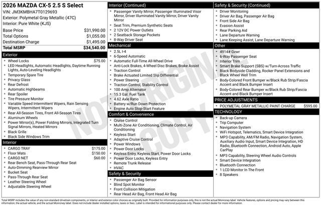 2026 Mazda Mazda CX-5 2.5 S Select AWD
