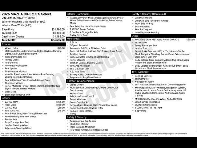 2026 Mazda Mazda CX-5 2.5 S Select AWD