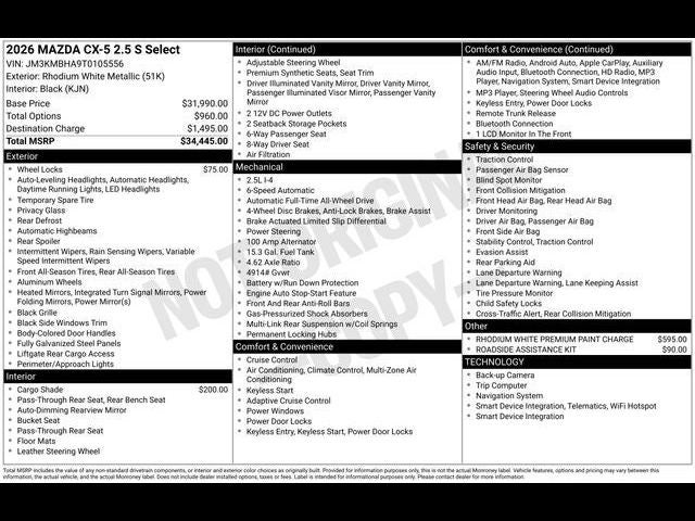 2026 Mazda Mazda CX-5 2.5 S Select AWD