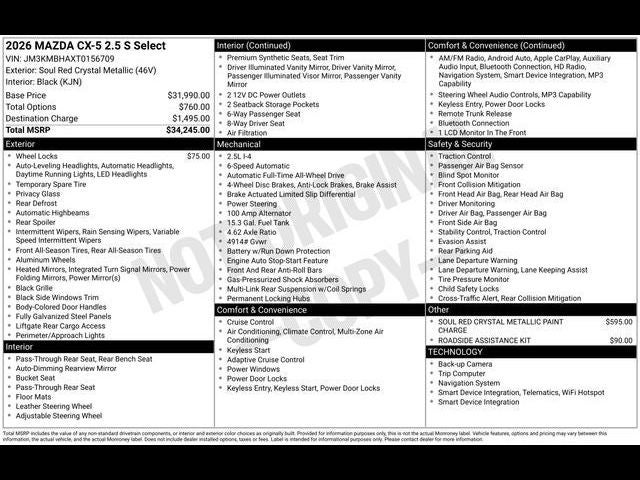 2026 Mazda Mazda CX-5 2.5 S Select AWD