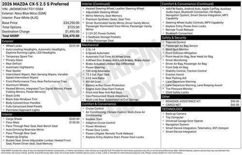 2026 Mazda Mazda CX-5 2.5 S Preferred AWD