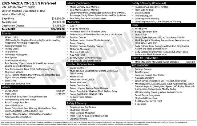 2026 Mazda Mazda CX-5 2.5 S Preferred AWD