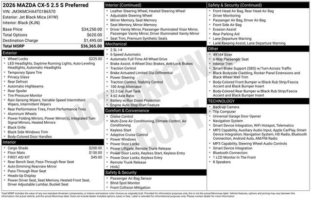2026 Mazda Mazda CX-5 2.5 S Preferred AWD