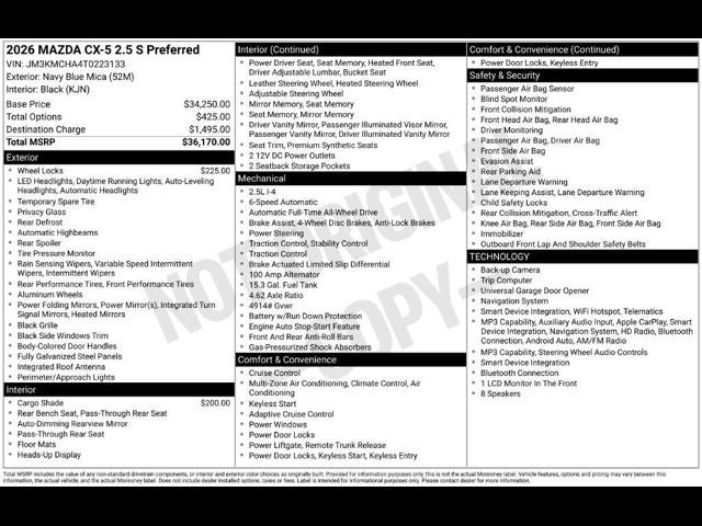 2026 Mazda Mazda CX-5 2.5 S Preferred AWD
