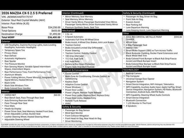 2026 Mazda Mazda CX-5 2.5 S Preferred AWD