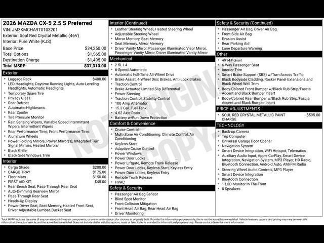 2026 Mazda Mazda CX-5 2.5 S Preferred AWD