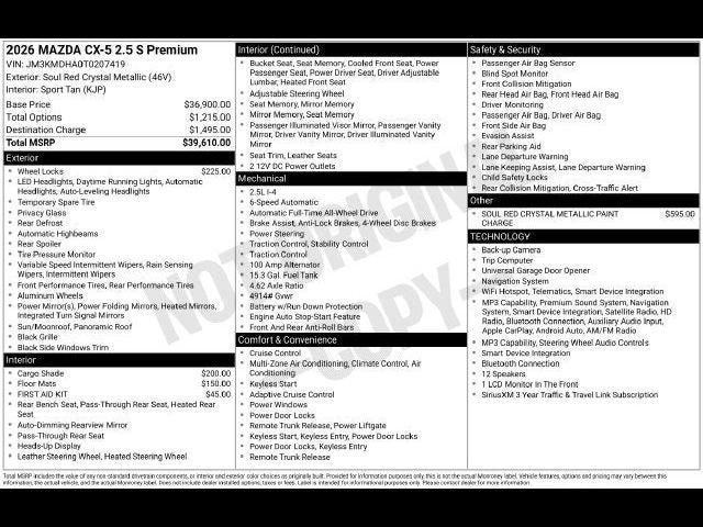 2026 Mazda Mazda CX-5 2.5 S Premium AWD