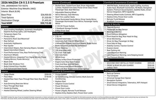 2026 Mazda Mazda CX-5 2.5 S Premium AWD