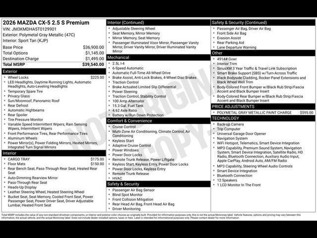 2026 Mazda Mazda CX-5 2.5 S Premium AWD