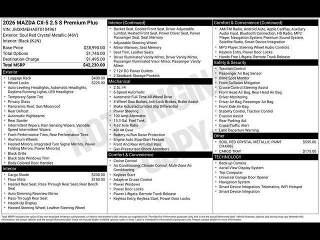 2026 Mazda Mazda CX-5 2.5 S Premium Plus AWD