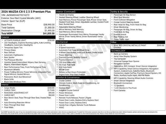 2026 Mazda Mazda CX-5 2.5 S Premium Plus AWD