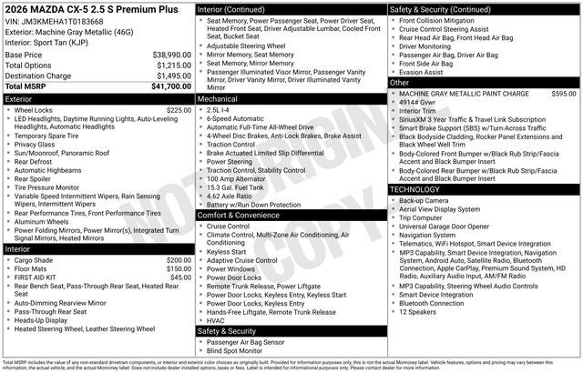 2026 Mazda Mazda CX-5 2.5 S Premium Plus AWD