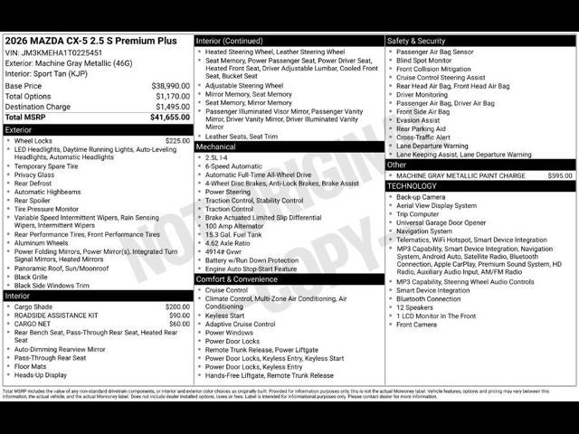 2026 Mazda Mazda CX-5 2.5 S Premium Plus AWD