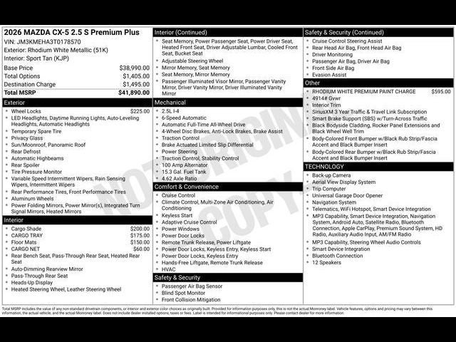 2026 Mazda Mazda CX-5 2.5 S Premium Plus AWD