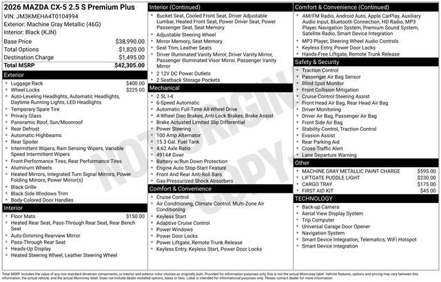 2026 Mazda Mazda CX-5 2.5 S Premium Plus AWD