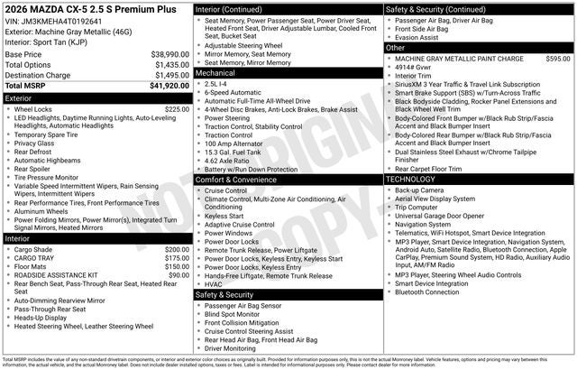 2026 Mazda Mazda CX-5 2.5 S Premium Plus AWD