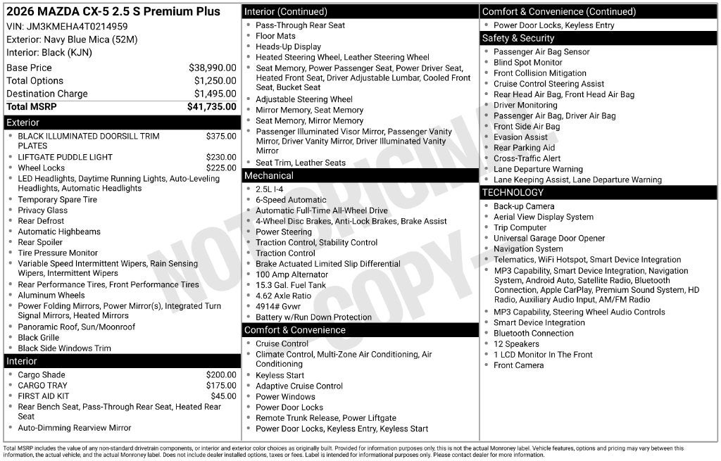 2026 Mazda Mazda CX-5 2.5 S Premium Plus AWD