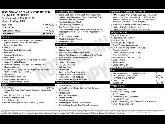 2026 Mazda Mazda CX-5 2.5 S Premium Plus AWD