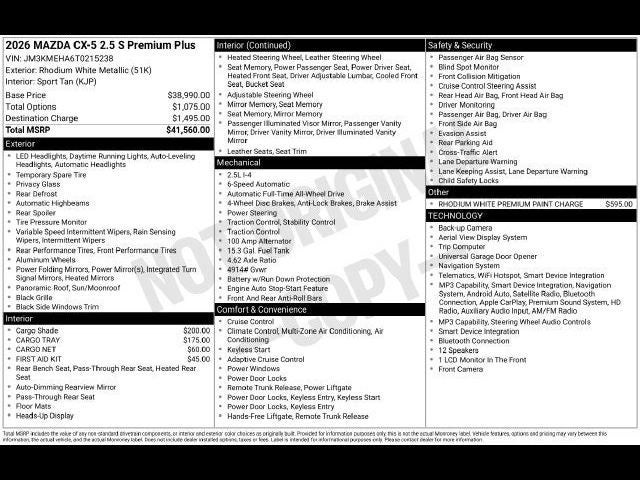 2026 Mazda Mazda CX-5 2.5 S Premium Plus AWD