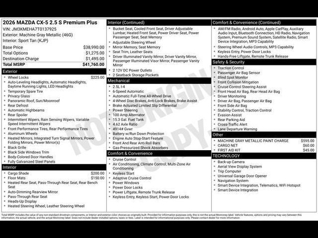 2026 Mazda Mazda CX-5 2.5 S Premium Plus AWD
