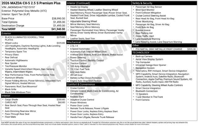2026 Mazda Mazda CX-5 2.5 S Premium Plus