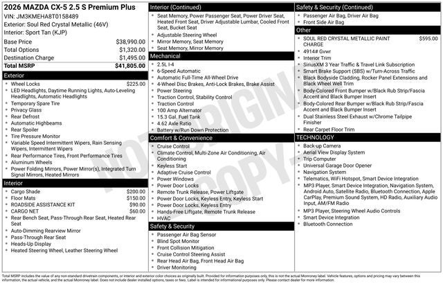 2026 Mazda Mazda CX-5 2.5 S Premium Plus AWD