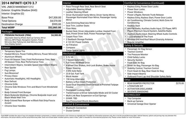 2014 INFINITI QX70 Base