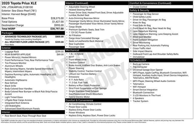 2020 Toyota Prius XLE