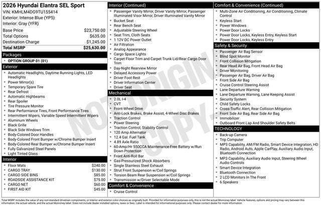 2026 Hyundai Elantra SEL Sport