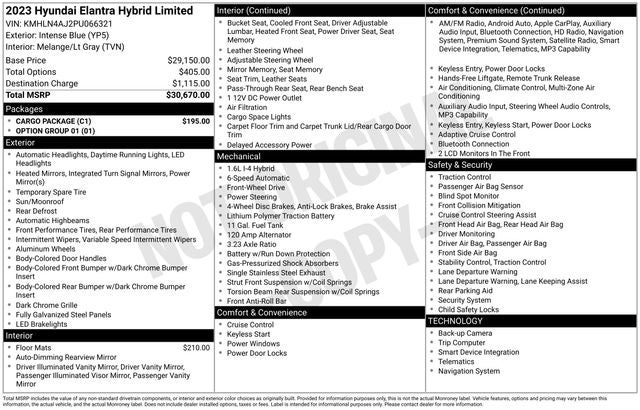 2023 Hyundai Elantra Hybrid Limited