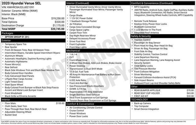 2020 Hyundai Venue SEL