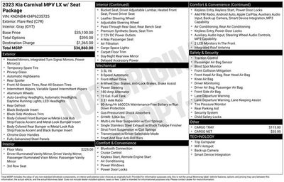2023 Kia Carnival LX Seat Package
