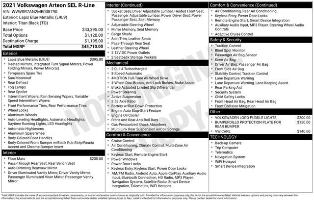 2021 Volkswagen Arteon 2.0T SEL R-Line