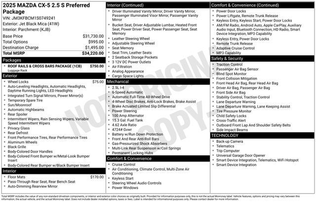 2025 Mazda Mazda CX-5 2.5 S Preferred Package