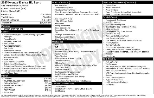 2025 Hyundai Elantra SEL Sport
