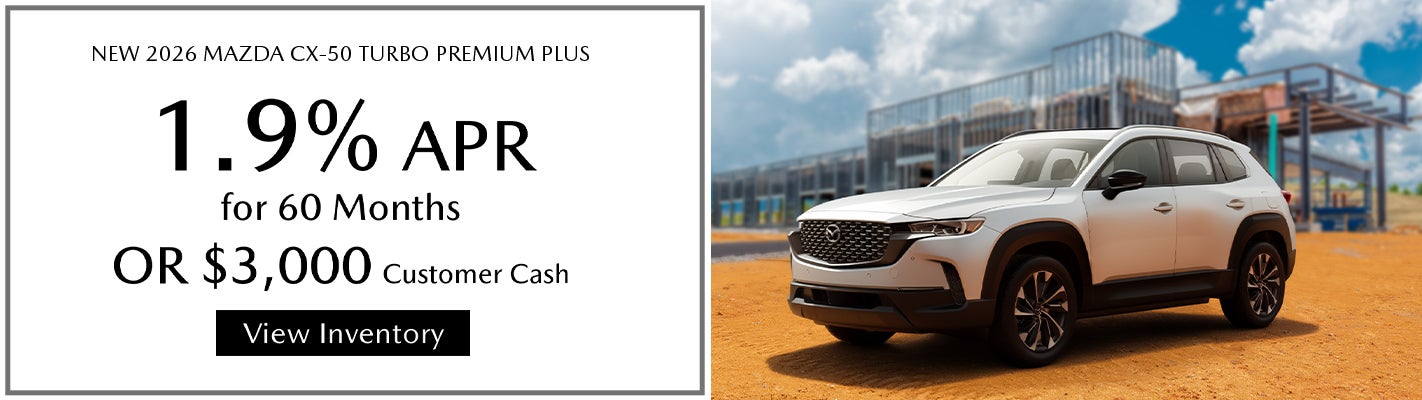 0% APR for 36 months or 2.9% APR for 72 months on 2026 Mazda